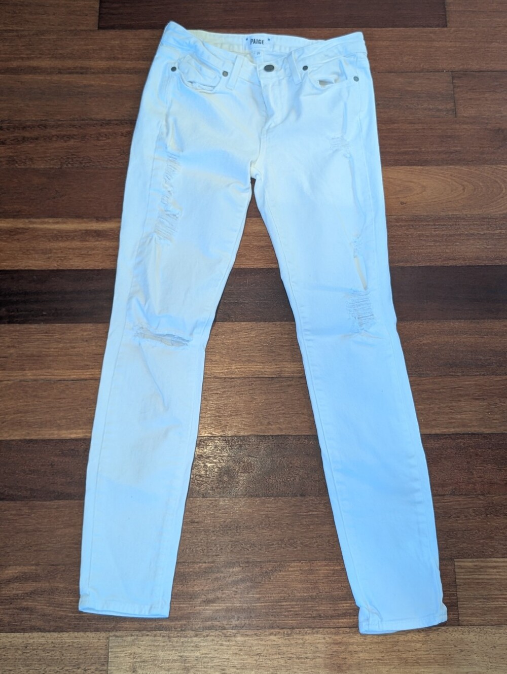 PAIGE White Distressed Skinny Jeans